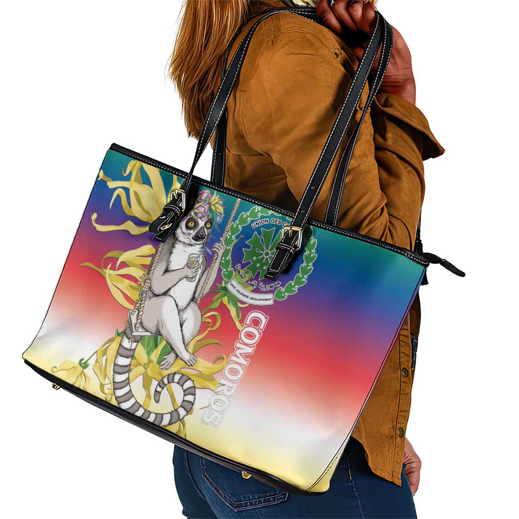 Comoros Leather Tote Bag Mongoose Lemur With Ylang Ylang