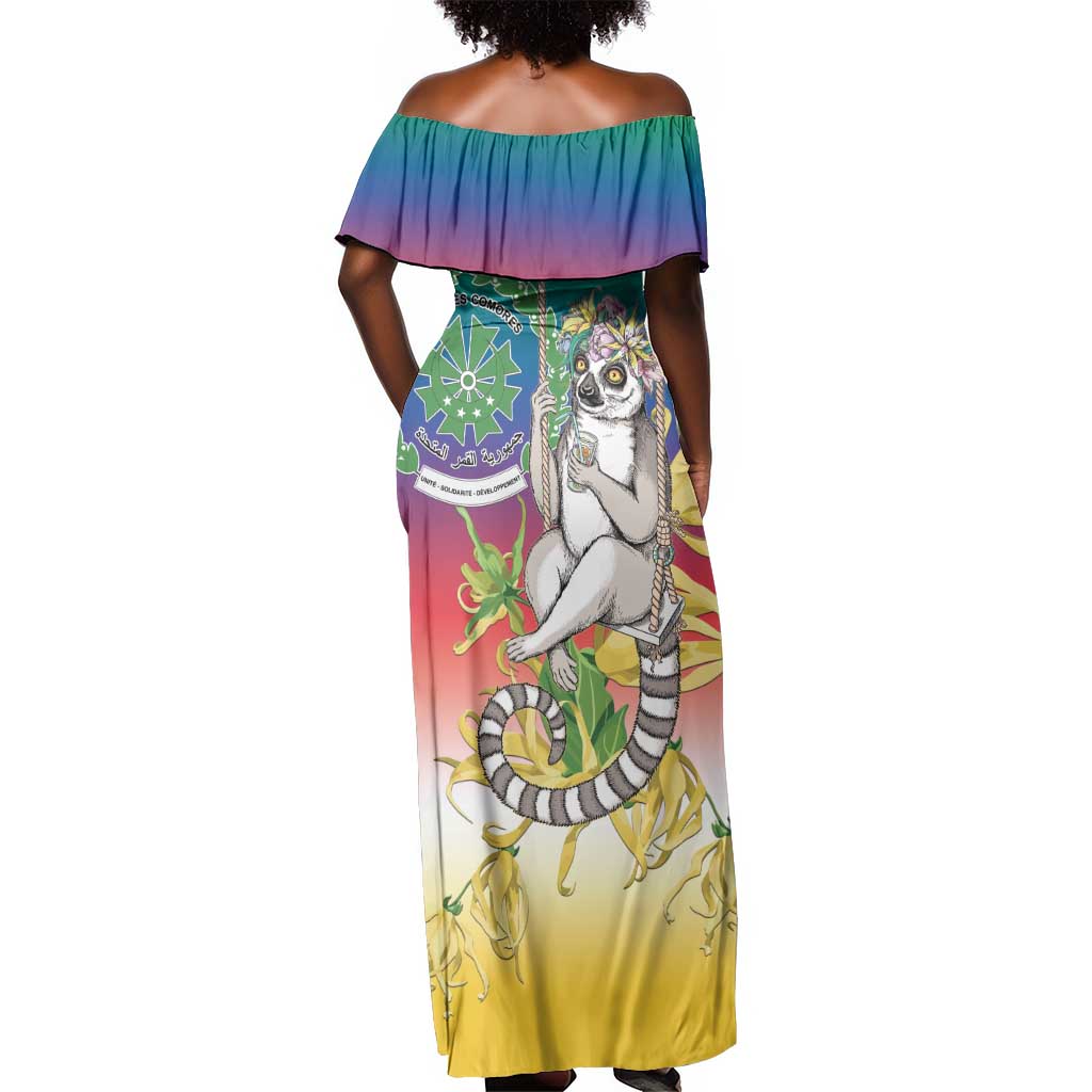 Comoros Off Shoulder Maxi Dress Mongoose Lemur With Ylang Ylang