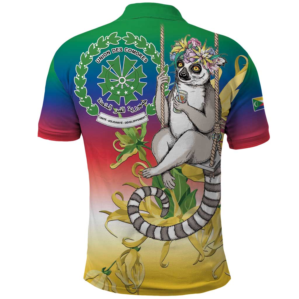 Comoros Polo Shirt Mongoose Lemur With Ylang Ylang