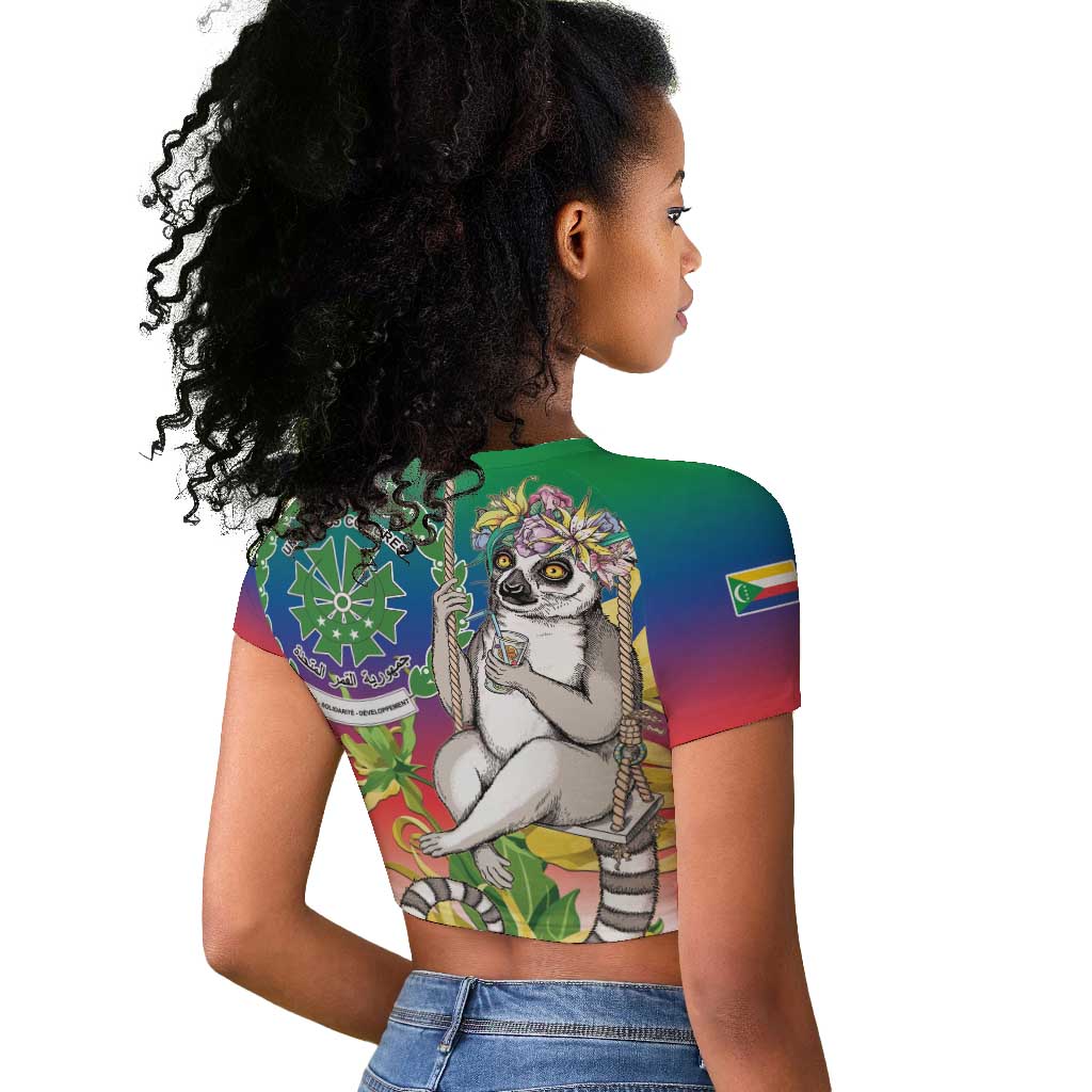 Comoros Raglan Cropped T shirt Mongoose Lemur With Ylang Ylang