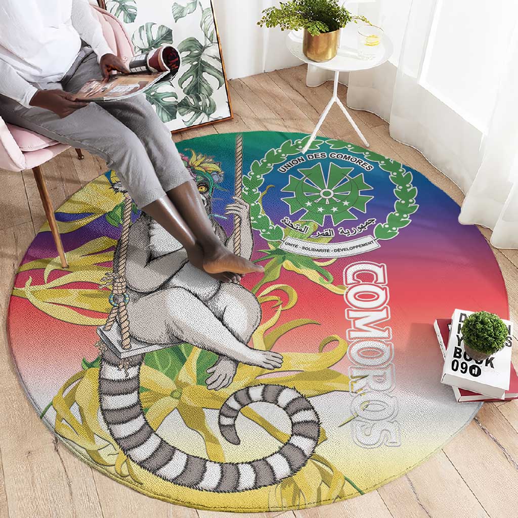 Comoros Round Carpet Mongoose Lemur With Ylang Ylang