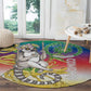 Comoros Round Carpet Mongoose Lemur With Ylang Ylang
