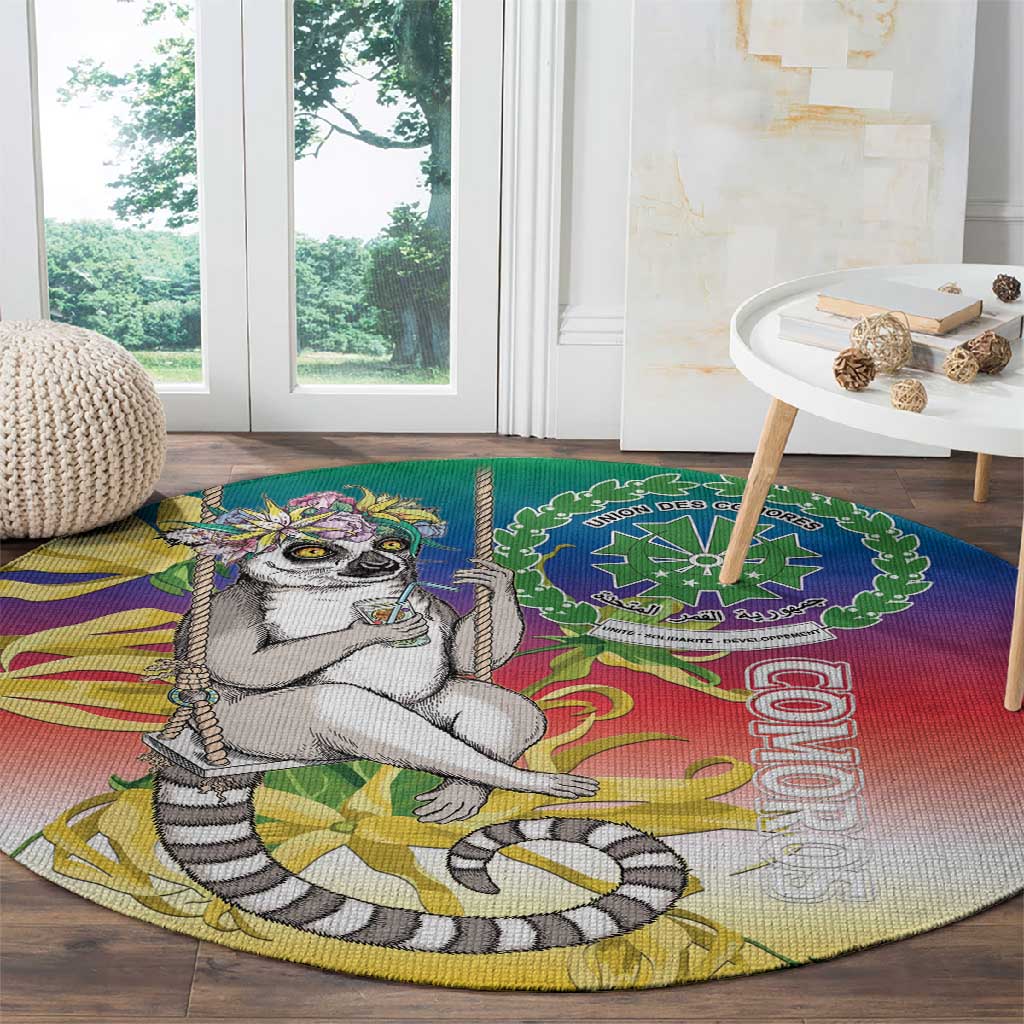 Comoros Round Carpet Mongoose Lemur With Ylang Ylang