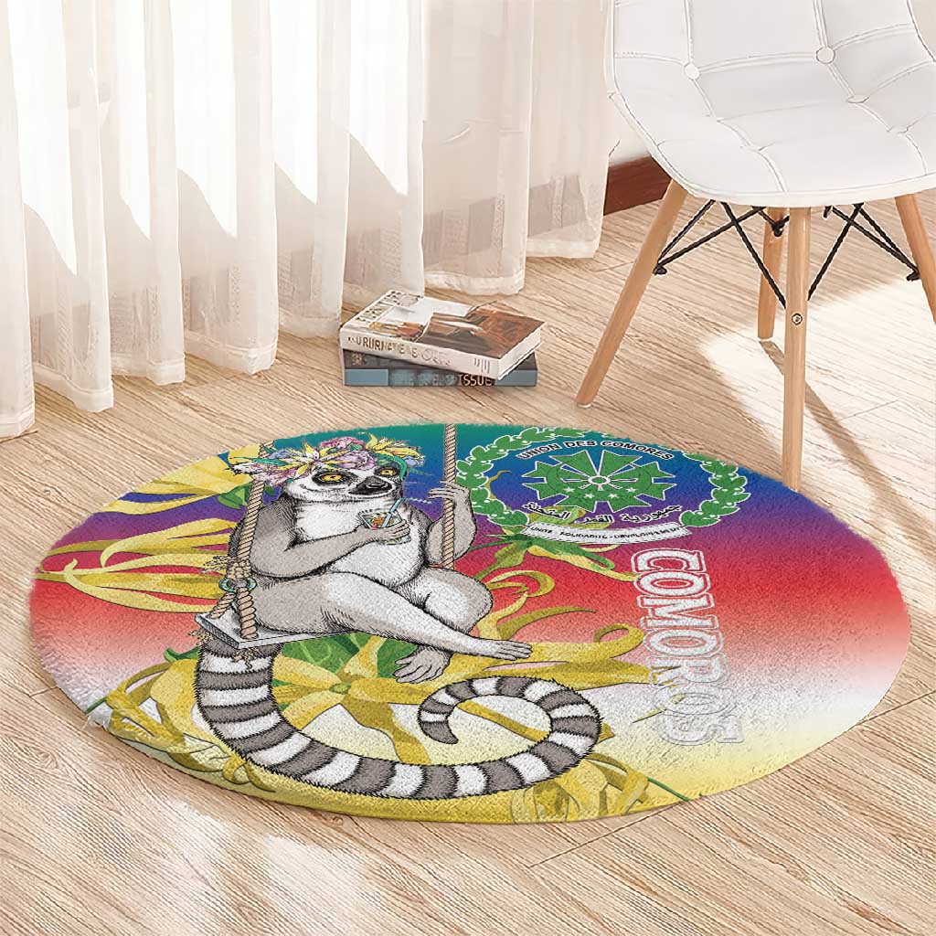 Comoros Round Carpet Mongoose Lemur With Ylang Ylang