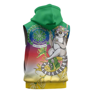 Comoros Sleeveless Hoodie Mongoose Lemur With Ylang Ylang - African Pride