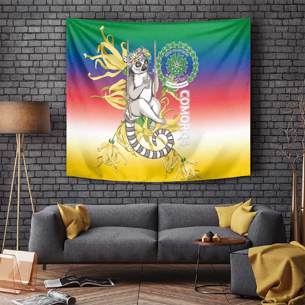 Comoros Tapestry Mongoose Lemur With Ylang Ylang