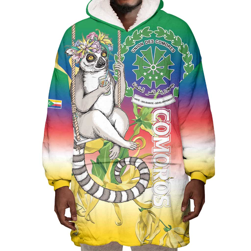 Comoros Wearable Blanket Hoodie Mongoose Lemur With Ylang Ylang
