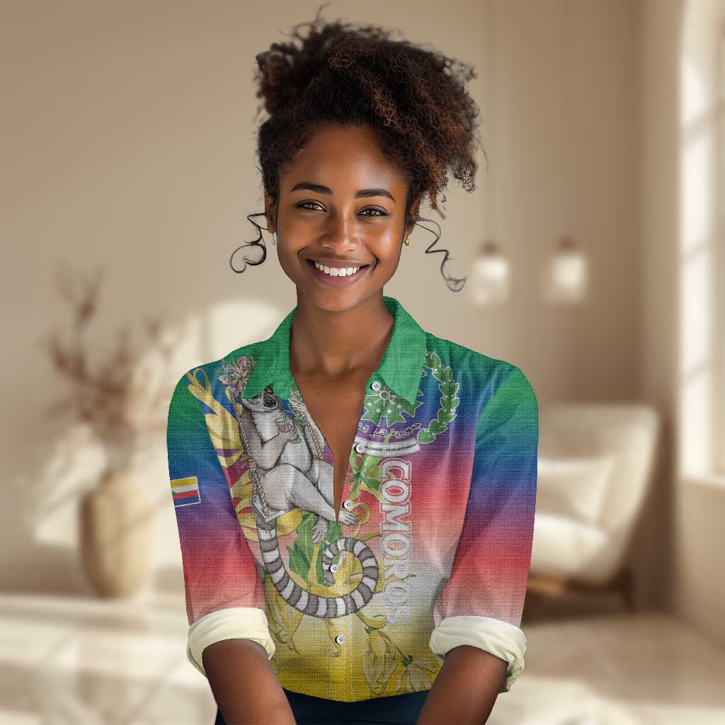 Comoros Women Casual Shirt Mongoose Lemur With Ylang Ylang