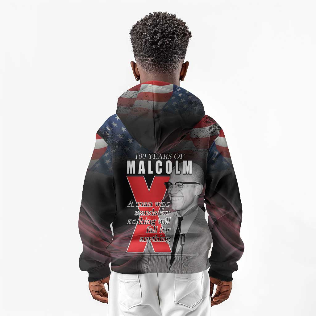 100 Years of Malcolm X Kid Hoodie His Legacy for Black