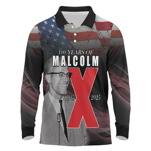 100 Years of Malcolm X Long Sleeve Polo Shirt His Legacy for Black