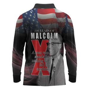 100 Years of Malcolm X Long Sleeve Polo Shirt His Legacy for Black
