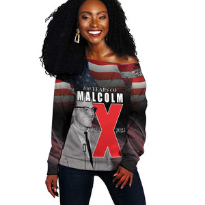 100 Years of Malcolm X Off Shoulder Sweater His Legacy for Black