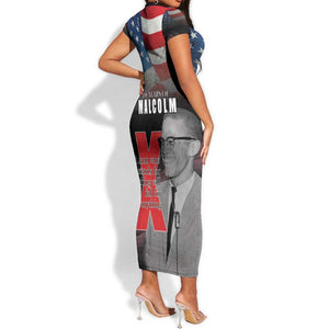 100 Years of Malcolm X Short Sleeve Bodycon Dress His Legacy for Black LT15