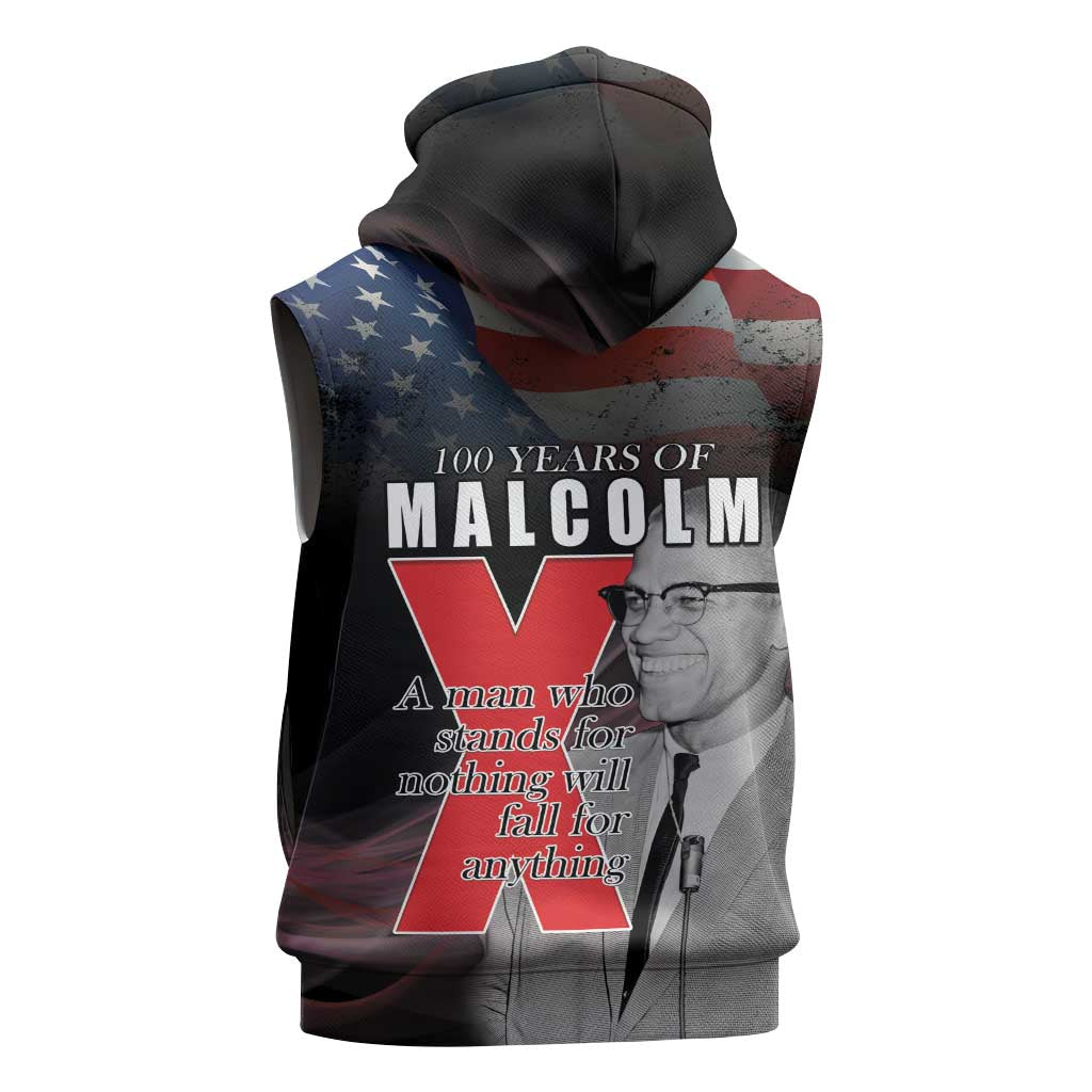 100 Years of Malcolm X Sleeveless Zip Hoodie His Legacy for Black - African Pride