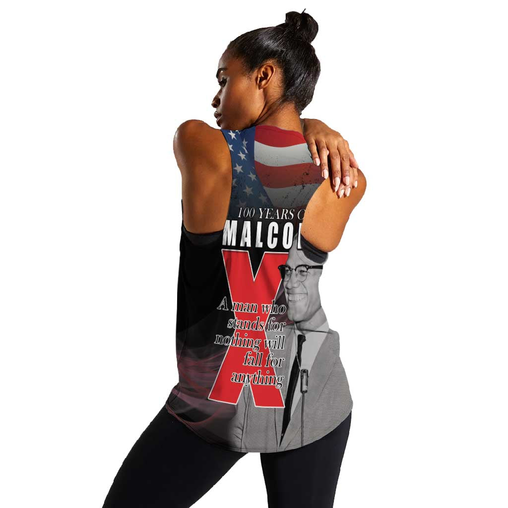 100 Years of Malcolm X Women Racerback Tank His Legacy for Black