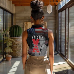 100 Years of Malcolm X Women Sleeveless Polo Shirt His Legacy for Black