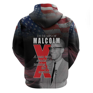 100 Years of Malcolm X Zip Hoodie His Legacy for Black