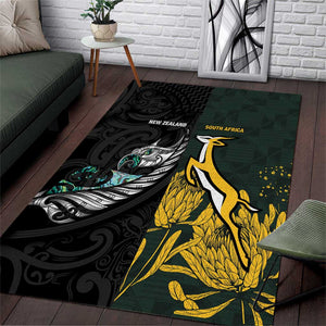 New Zealand vs South Africa Rugby Area Rug Maori - African Pattern