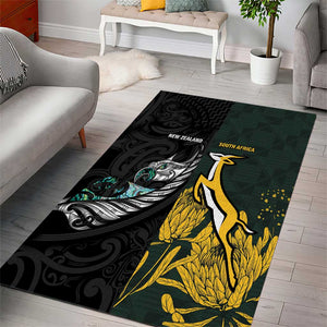 New Zealand vs South Africa Rugby Area Rug Maori - African Pattern