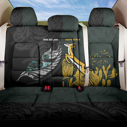 New Zealand vs South Africa Rugby Back Car Seat Cover Maori - African Pattern
