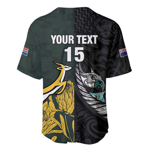 New Zealand vs South Africa Rugby Custom Baseball Jersey Maori - African Pattern