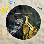 New Zealand vs South Africa Rugby Beach Blanket Maori - African Pattern