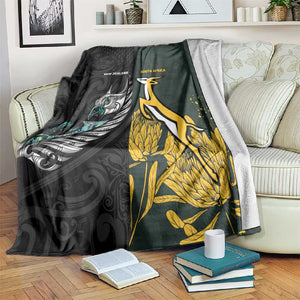 New Zealand vs South Africa Rugby Blanket Maori - African Pattern