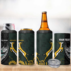 New Zealand vs South Africa Rugby Custom 4 in 1 Can Cooler Tumbler Maori - African Pattern