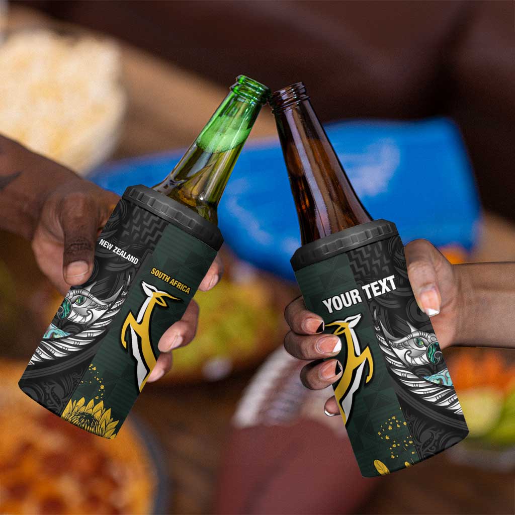New Zealand vs South Africa Rugby Custom 4 in 1 Can Cooler Tumbler Maori - African Pattern