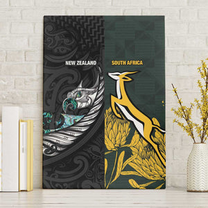 New Zealand vs South Africa Rugby Canvas Wall Art Maori - African Pattern