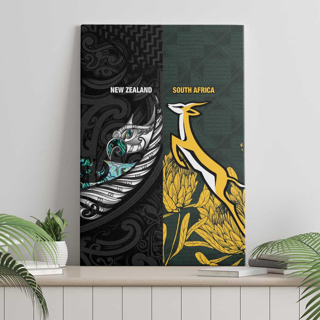 New Zealand vs South Africa Rugby Canvas Wall Art Maori - African Pattern