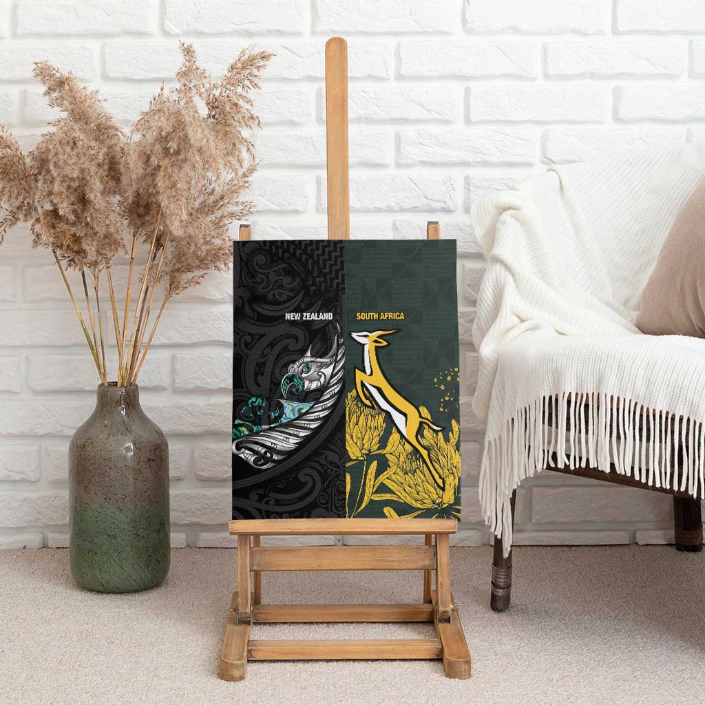 New Zealand vs South Africa Rugby Canvas Wall Art Maori - African Pattern