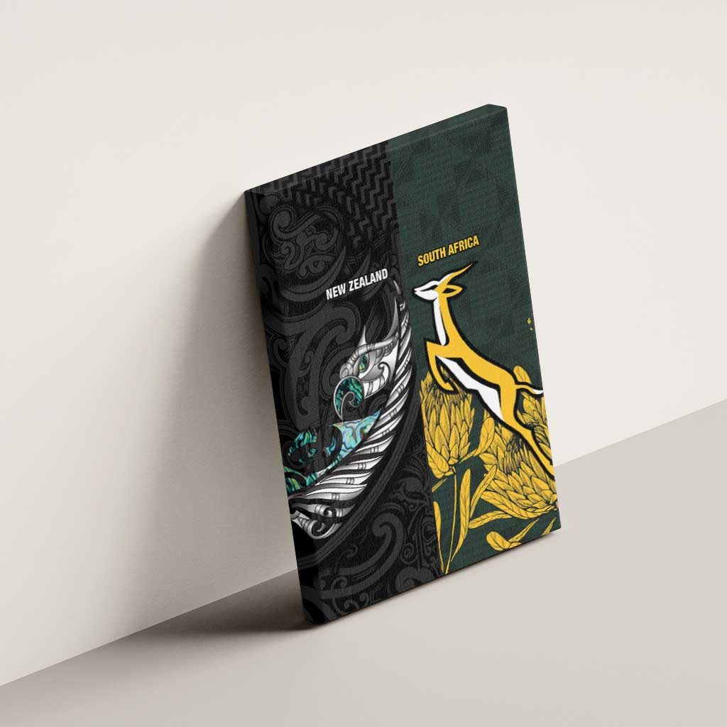 New Zealand vs South Africa Rugby Canvas Wall Art Maori - African Pattern