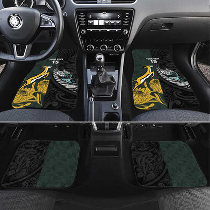 New Zealand vs South Africa Rugby Car Mats Maori - African Pattern