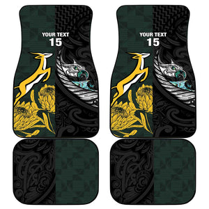 New Zealand vs South Africa Rugby Car Mats Maori - African Pattern