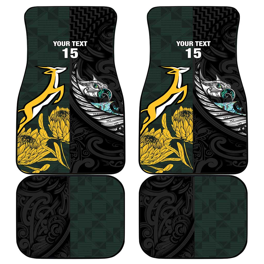 New Zealand vs South Africa Rugby Car Mats Maori - African Pattern
