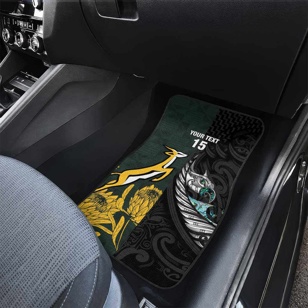 New Zealand vs South Africa Rugby Car Mats Maori - African Pattern