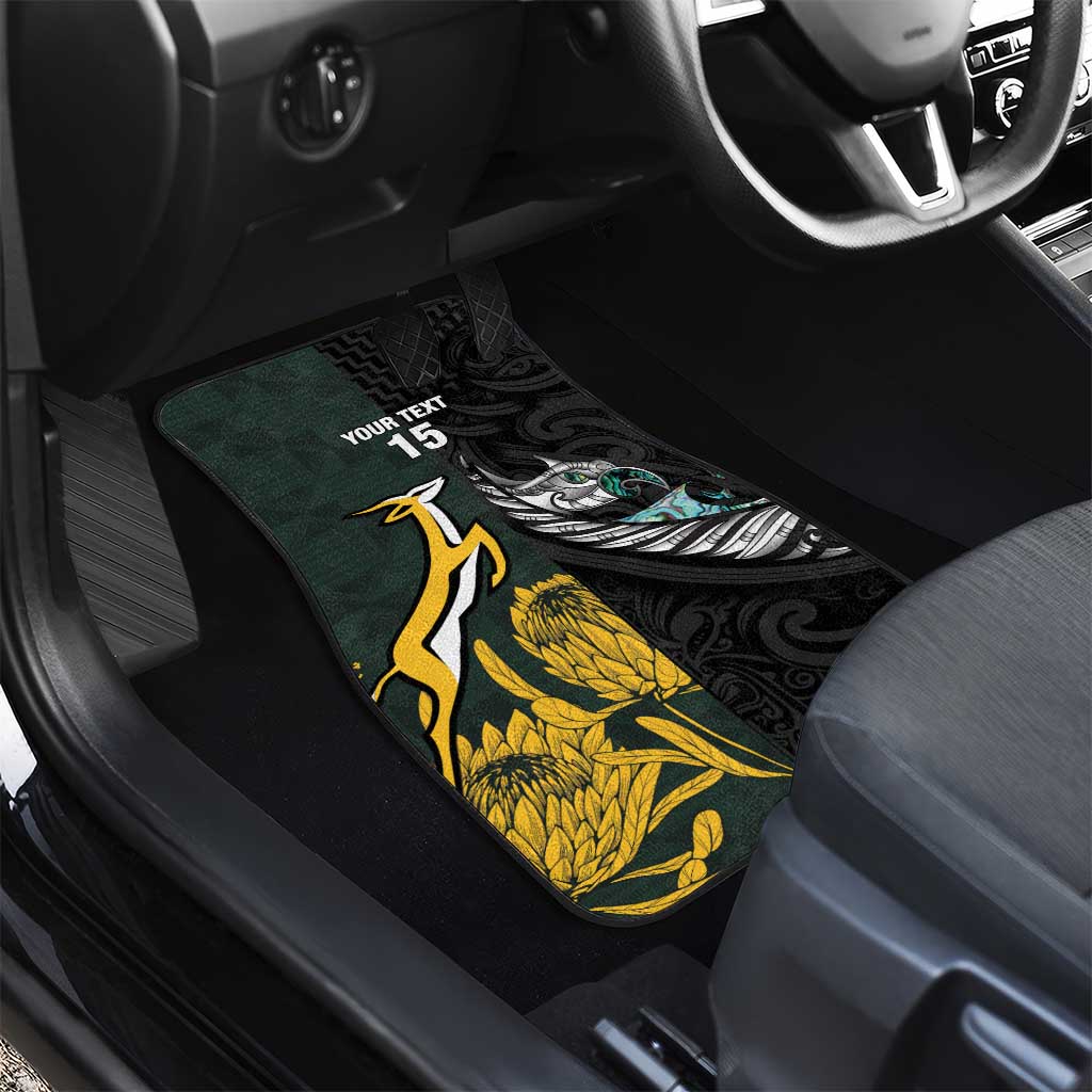 New Zealand vs South Africa Rugby Car Mats Maori - African Pattern
