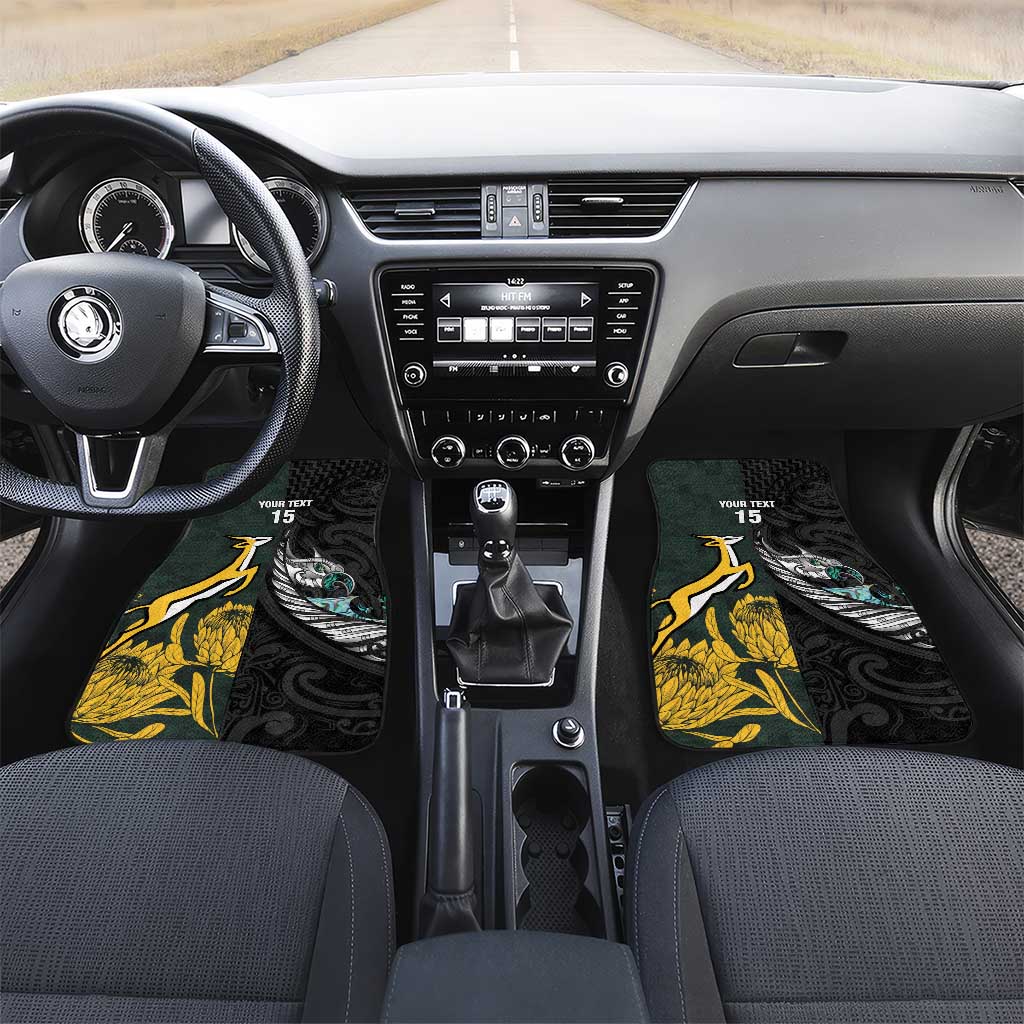 New Zealand vs South Africa Rugby Car Mats Maori - African Pattern