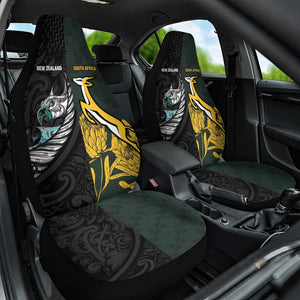 New Zealand vs South Africa Rugby Car Seat Cover Maori - African Pattern