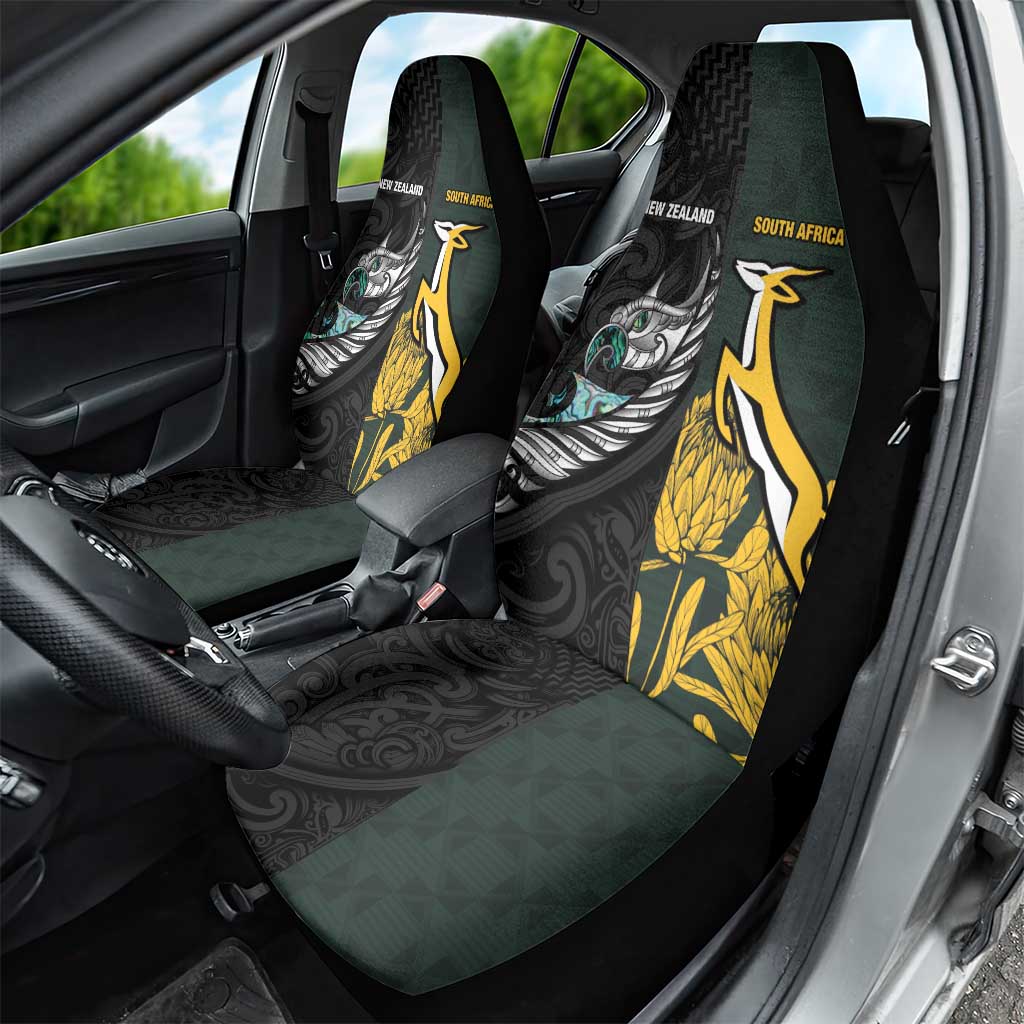 New Zealand vs South Africa Rugby Car Seat Cover Maori - African Pattern
