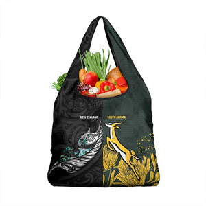 New Zealand vs South Africa Rugby Grocery Bag Maori - African Pattern