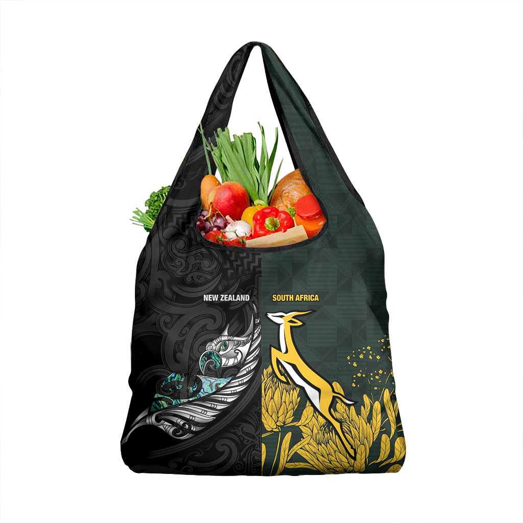 New Zealand vs South Africa Rugby Grocery Bag Maori - African Pattern