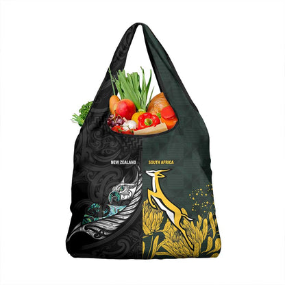New Zealand vs South Africa Rugby Grocery Bag Maori - African Pattern