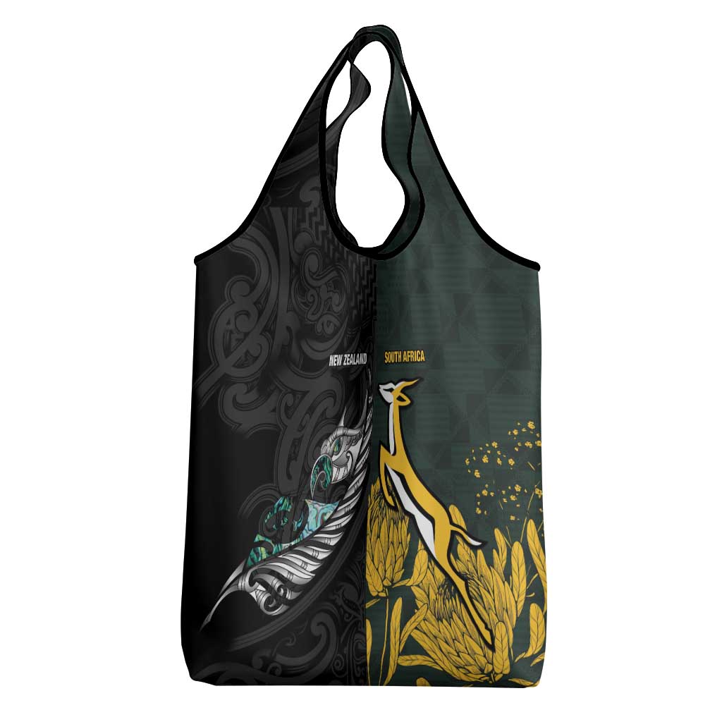 New Zealand vs South Africa Rugby Grocery Bag Maori - African Pattern
