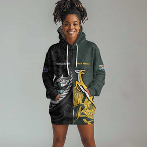New Zealand vs South Africa Rugby Custom Hoodie Dress Maori - African Pattern