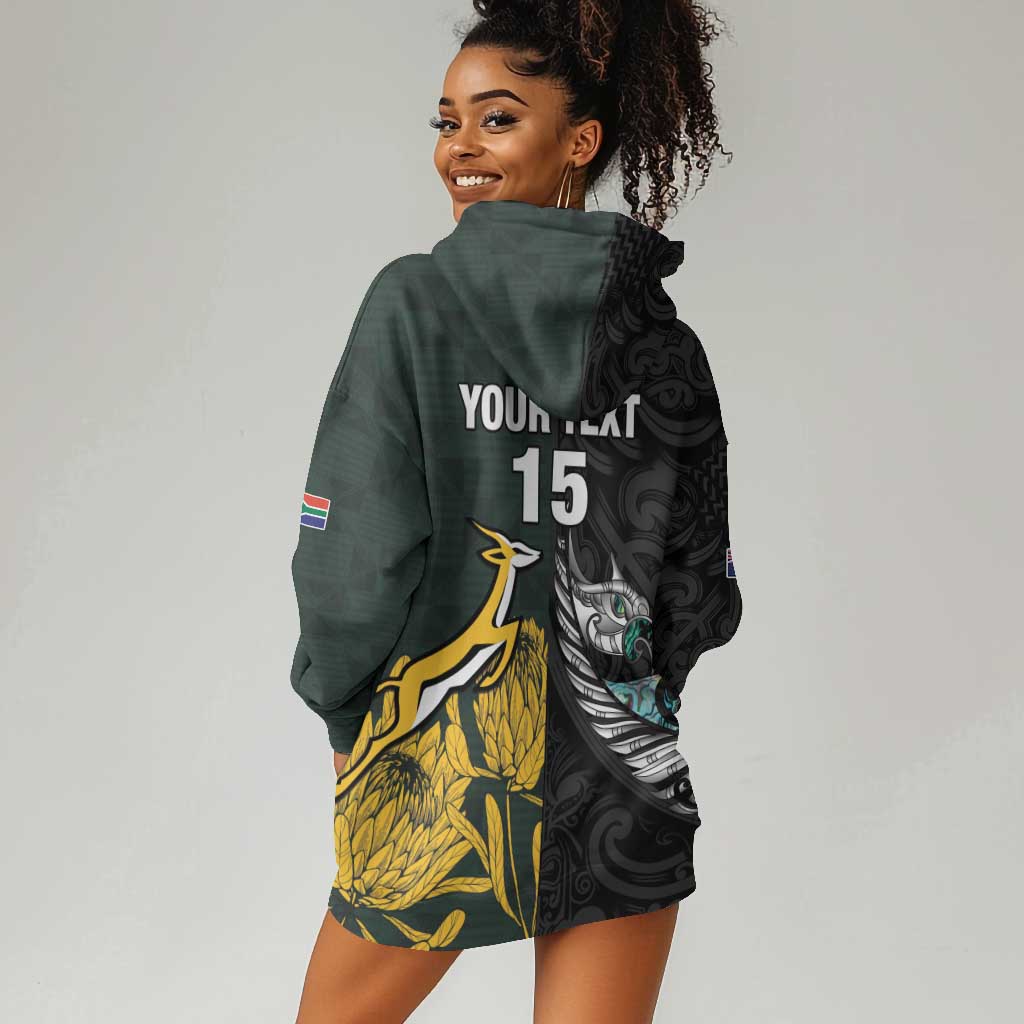 New Zealand vs South Africa Rugby Custom Hoodie Dress Maori - African Pattern