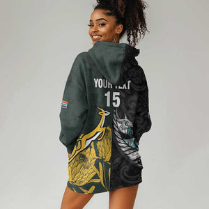 New Zealand vs South Africa Rugby Custom Hoodie Dress Maori - African Pattern