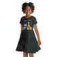 New Zealand vs South Africa Rugby Custom Kid Short Sleeve Dress Maori - African Pattern