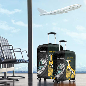 New Zealand vs South Africa Rugby Luggage Cover Maori - African Pattern